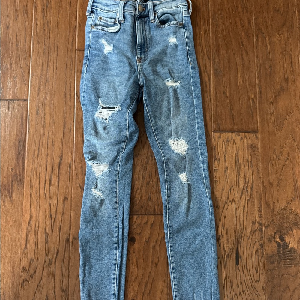 Aeropostale Blue Skinny Jeans Distressed Style